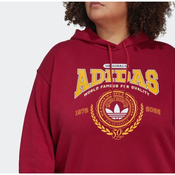 Adidas Womens Originals Legacy Burgundy Class of 72 Hoodie Sweatshirt PLUS 1X - Picture 6 of 11
